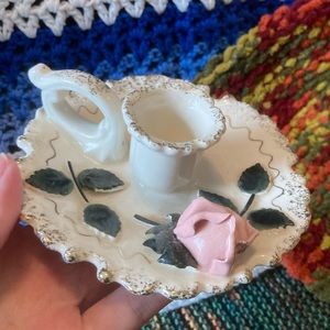Lefton Cermaic Taper Candle Holder - Vintage Rose Floral